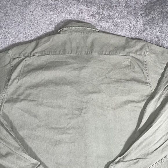 Wrangler Men Button Up Shirt 2XL Green Long Sleeve Pockets Collar Flex Comfort - Picture 9 of 10
